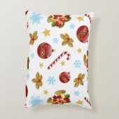 レッド&ゴールデンクリスマスボール、クリスマスホリー アクセントクッション (裏面(縦))