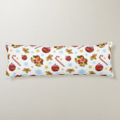 レッド&ゴールデンクリスマスボール、クリスマスホリー ボディピロー (裏面)