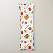 レッド&ゴールデンクリスマスボール、クリスマスホリー ボディピロー (裏面 (縦))