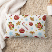 レッド&ゴールデンクリスマスボール、クリスマスホリー ランバークッション (ブランケット)