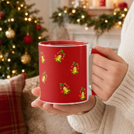 レッド ゴールデンベルとホリーのクリスマス マグカップ