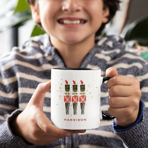 レッド&ゴールドのくるみ割り人形のクリスマスパーソナライズ マグカップ