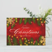 レッド&ゴールドの伝統的なクリスマス シーズンカード (スタンド正面)