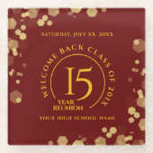 レッド&ゴールドスクールカレッジクラス再会 ガラスコースター (正面)