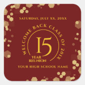 レッド&ゴールドスクールカレッジクラス再会 スクエアシール (正面)