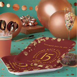 レッド&ゴールドスクールカレッジクラス再会 ペーパープレート