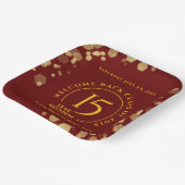 レッド&ゴールドスクールカレッジクラス再会 ペーパープレート (傾斜あり)