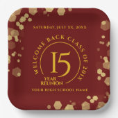 レッド&ゴールドスクールカレッジクラス再会 ペーパープレート (正面)