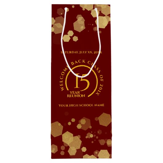 レッド&ゴールドスクールカレッジクラス再会 ワインギフトバッグ (裏面)