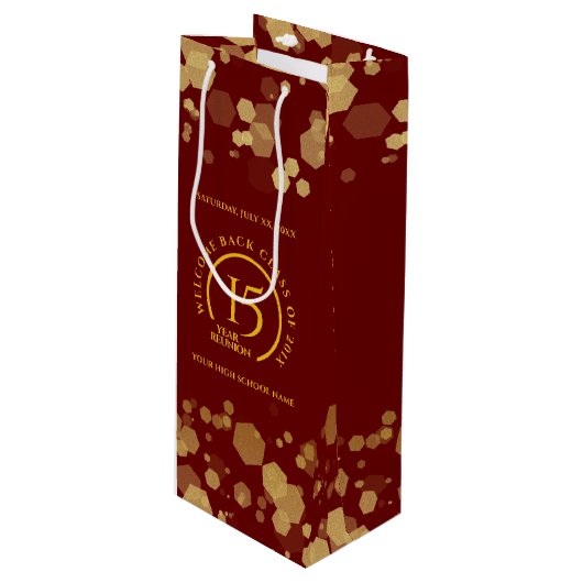 レッド&ゴールドスクールカレッジクラス再会 ワインギフトバッグ (正面アングル)