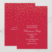 レッド&ゴールドフォイルドットクリスマスホリデー招待状 招待状 (正面/裏面)
