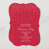 レッド&ゴールドフォイルドットクリスマスホリデー招待状 招待状 (正面/裏面)