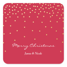 レッド&ゴールドフォイルドットホリデーモダンステッカー