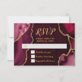 レッド+ゴールド+アゲート・マーブルRSVP 出欠カード (正面)