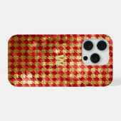 レッド&ゴールド ギンガムチェック iPhoneケース (裏面横)