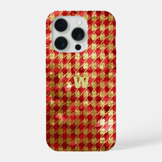 レッド&ゴールド ギンガムチェック iPhoneケース (裏面)