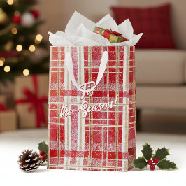 レッド ゴールド クリスマス プリント パターン#2 ID1009 ミディアムペーパーバッグ