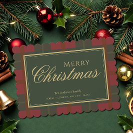 レッド ゴールド グリーン メリー タータンチェック クリスマスカード