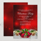 レッド&ゴールド ホーリーベリー クリスマスパーティー招待状 招待状 (正面/裏面)