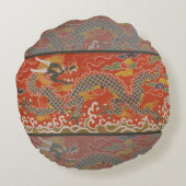 レッド・サテン・ブロケードとクラウド・ドラゴン中国の ラウンドクッション (裏面)