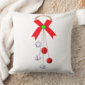 レッド&シルバーオーナメント装飾用クッション クッション (ブランケット)