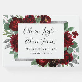 レッド&シルバーカントリーブルゴーニュバラウィンターウェディング ゲストブック