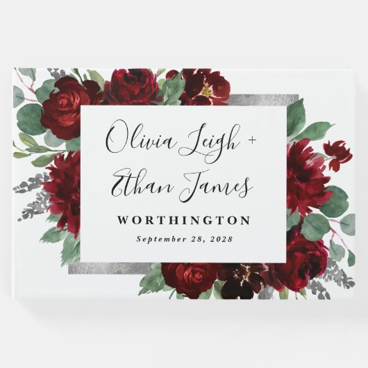 レッド&シルバーカントリーブルゴーニュバラウィンターウェディング ゲストブック (正面)