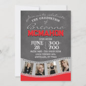 レッド&シルバーグレーシャルボードフィルムストリップ卒業 招待状 (正面)