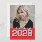 レッド&シルバーグレーシャルボードフィルムストリップ卒業 招待状 (裏面)