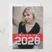 レッド&シルバーグレーフィルムストリップ5写真卒業 招待状 (裏面)