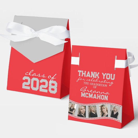 レッド&シルバーグレーフォトコラージフィルムストリップ フェイバーボックス