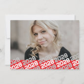 レッド&シルバーグレー4写真卒業のお知らせ 招待状 (裏面)