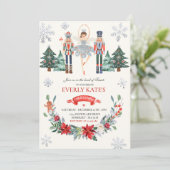 レッド&シルバーナツクラッカー誕生日シュガープラムフェアリー 招待状 (スタンド正面)