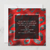 レッド&シルバーヒョウ印刷グラマーパーティー 招待状 (正面)