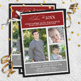 レッド|シルバーフォト卒業パーティー 招待状