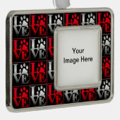 レッド&シルバーラブポーズパターンオーナメント シルバープレートフレームオーナメント (右)
