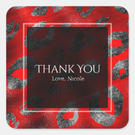 レッド&シルバーレオパード印刷パーティーのお気に入り スクエアシール