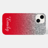 レッド＋シルバー グリッター オンブレ 名入れ Case-Mate iPhoneケース (裏面 (横))