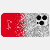 レッド+シルバー グリッター ギャル系デザイン Case-Mate iPhoneケース (裏面 (横))