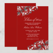 レッド·シルバー·スワール卒業パーティ発表 招待状 (正面/裏面)