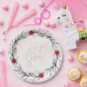 レッド・シルバー・メリー・クリスマス・リース ペーパープレート (パーティー)