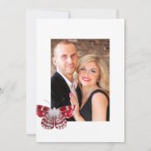 レッド&シルバー ヴィンテージ ローズ ウェディング フォト セーブザデート (裏面)