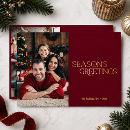 レッド シーズンズグリーティングス 3 写真 クリスマス ゴールド 箔シーズンカード