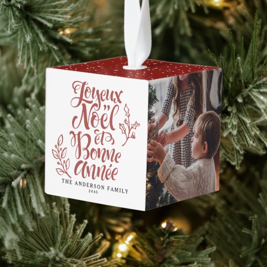 レッド・ジョユー・ノエルとボン・アネエの写真 キューブオーナメント (ツリー)