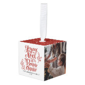 レッド・ジョユー・ノエルとボン・アネエの写真 キューブオーナメント (正面アングル)