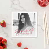 レッド |スクリスタイリッシュプト写真の卒業 スタンダードカクテルナプキン (インサイチュ)