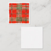 レッド・スコット・タータン 2.5" 角型 フラット カード II (正面/裏面)