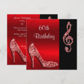 レッド スティレット＆トレブルクレフト 60歳誕生日 招待状 (正面/裏面)