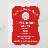 レッド&スノーフレークのクリスマスディナーカスタム 招待状 (正面)