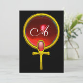 レッド タリスマン ルビー モノグラム 明るい 黒 黄色 招待状 (スタンド正面)